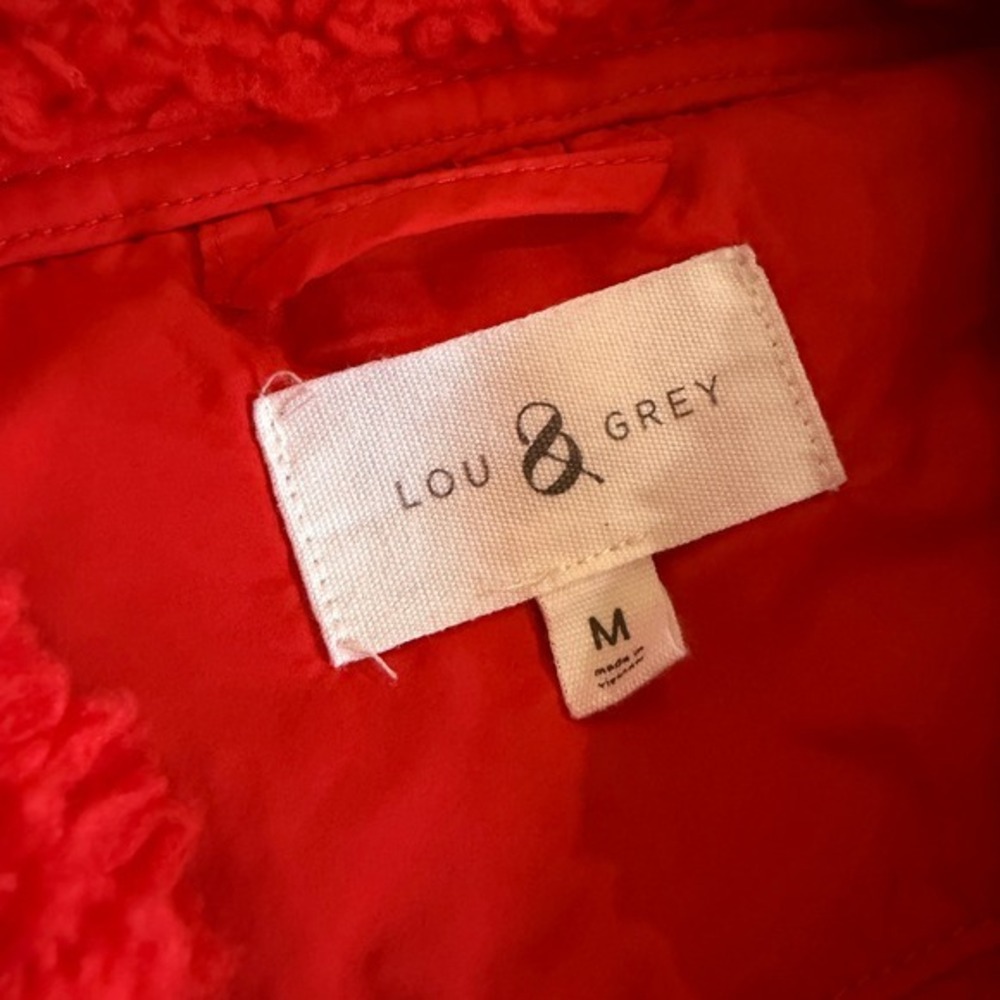 Lou & Grey Red Sherpa Fleece Pullover Snap Neck Sweatshirt Women's Medium - Picture 3 of 8